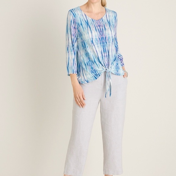 Chico’s Tie Front Tie-Dye tee - Picture 3 of 10